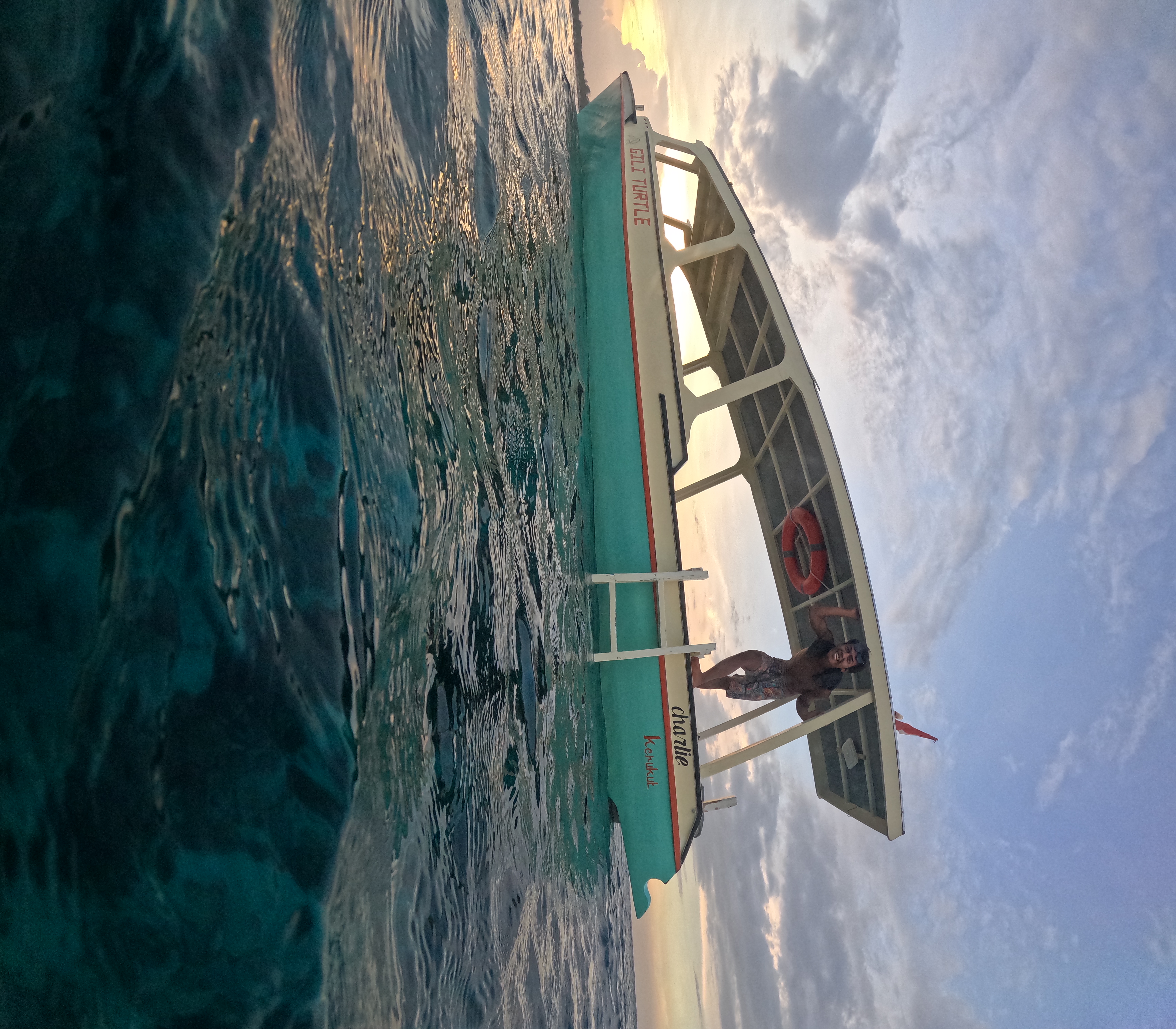 Our boat at sunset on the Gili Islands